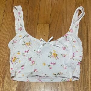 Floral White Crop Top